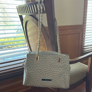 Ivanka Trump synthetic leather light grey chain double strap shoulder bag